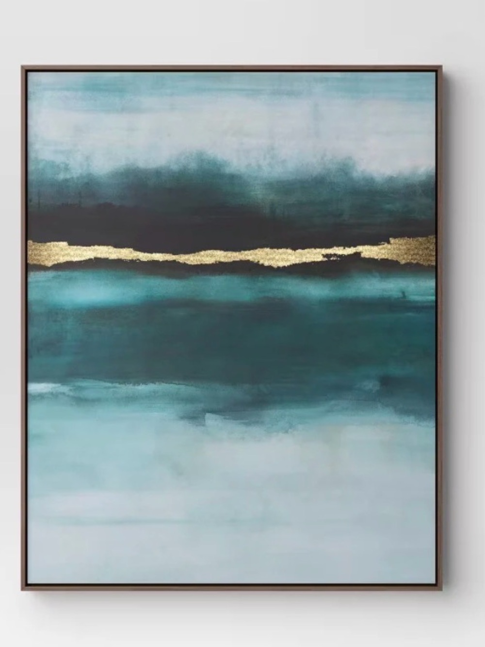Threshold Natural Framed Canvas w/Teal & Gold Abstract 24”x30”
